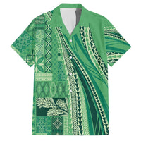 Pasifika Women's Day - Samoa Siapo Malu Tattoo Inspired Family Matching Off Shoulder Maxi Dress and Hawaiian Shirt Jade