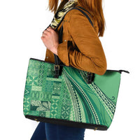 Pasifika Women's Day - Samoa Siapo Malu Tattoo Inspired Leather Tote Bag Jade