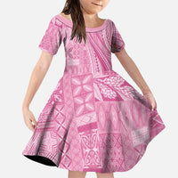 Pasifika Women's Day - Samoa Siapo Malu Tattoo Inspired Family Matching Off Shoulder Maxi Dress and Hawaiian Shirt Pink