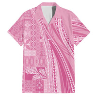 Pasifika Women's Day - Samoa Siapo Malu Tattoo Inspired Family Matching Off Shoulder Maxi Dress and Hawaiian Shirt Pink