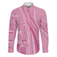 Pasifika Women's Day - Samoa Siapo Malu Tattoo Inspired Family Matching Off Shoulder Maxi Dress and Hawaiian Shirt Pink