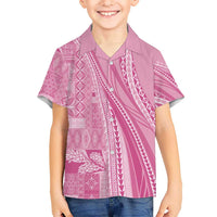 Pasifika Women's Day - Samoa Siapo Malu Tattoo Inspired Family Matching Off Shoulder Maxi Dress and Hawaiian Shirt Pink