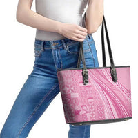 Pasifika Women's Day - Samoa Siapo Malu Tattoo Inspired Leather Tote Bag Pink