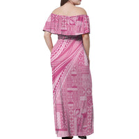 Pasifika Women's Day - Samoa Siapo Malu Tattoo Inspired Off Shoulder Maxi Dress Pink