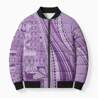 Pasifika Women's Day - Samoa Siapo Malu Tattoo Inspired Bomber Puffer Jacket Lavender