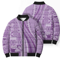 Pasifika Women's Day - Samoa Siapo Malu Tattoo Inspired Bomber Puffer Jacket Lavender