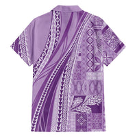 Pasifika Women's Day - Samoa Siapo Malu Tattoo Inspired Family Matching Off Shoulder Short Dress and Hawaiian Shirt Lavender