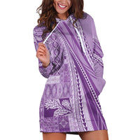 Pasifika Women's Day - Samoa Siapo Malu Tattoo Inspired Hoodie Dress Lavender LT7 Lavender - Polynesian Pride