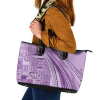 Pasifika Women's Day - Samoa Siapo Malu Tattoo Inspired Leather Tote Bag Lavender