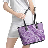 Pasifika Women's Day - Samoa Siapo Malu Tattoo Inspired Leather Tote Bag Lavender