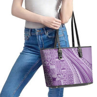 Pasifika Women's Day - Samoa Siapo Malu Tattoo Inspired Leather Tote Bag Lavender