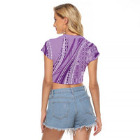 Pasifika Women's Day - Samoa Siapo Malu Tattoo Inspired Raglan Cropped T Shirt Lavender LT7 - Polynesian Pride