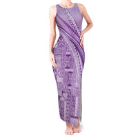 Pasifika Women's Day - Samoa Siapo Malu Tattoo Inspired Tank Maxi Dress Lavender LT7 Women Lavender - Polynesian Pride