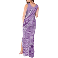 Pasifika Women's Day - Samoa Siapo Malu Tattoo Inspired Tank Maxi Dress Lavender LT7 - Polynesian Pride