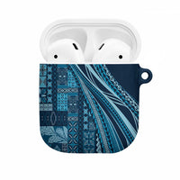 Pasifika Women's Day - Samoa Siapo Malu Tattoo Inspired AirPods Case Navy Blue