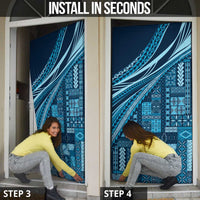 Pasifika Women's Day - Samoa Siapo Malu Tattoo Inspired Door Cover Navy Blue