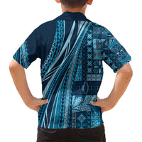 Pasifika Women's Day - Samoa Siapo Malu Tattoo Inspired Family Matching Mermaid Dress and Hawaiian Shirt Navy Blue