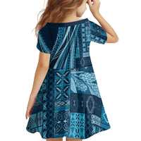 Pasifika Women's Day - Samoa Siapo Malu Tattoo Inspired Family Matching Mermaid Dress and Hawaiian Shirt Navy Blue