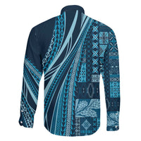 Pasifika Women's Day - Samoa Siapo Malu Tattoo Inspired Family Matching Mermaid Dress and Hawaiian Shirt Navy Blue