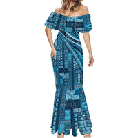 Pasifika Women's Day - Samoa Siapo Malu Tattoo Inspired Mermaid Dress Navy Blue
