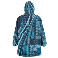 Pasifika Women's Day - Samoa Siapo Malu Tattoo Inspired Wearable Blanket Hoodie Navy Blue LT7 - Polynesian Pride