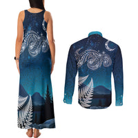 New Zealand Matariki Couples Matching Tank Maxi Dress and Long Sleeve Button Shirt Starry Night Style