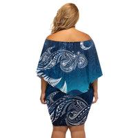 New Zealand Matariki Family Matching Off Shoulder Short Dress and Hawaiian Shirt Starry Night Style