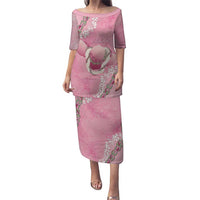 Hawaii Maui Island Flowers Lei Family Matching Puletasi and Hawaiian Shirt Lokelani Rose Pink
