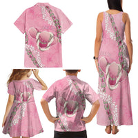 Hawaii Maui Island Flowers Lei Family Matching Tank Maxi Dress and Hawaiian Shirt Lokelani Rose Pink