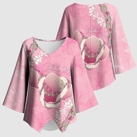 Hawaii Maui Island Flowers Lei Kimono Sleeve Blouse Lokelani Rose Pink LT7 - Polynesian Pride