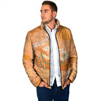 Hawaii Lanai Island Flowers Lei Padded Jacket Orange Kaunaoa Mix Maile LT7 - Polynesian Pride