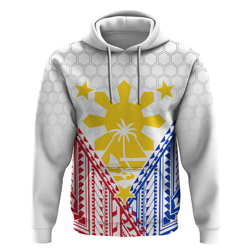 Custom Philippines Mix Guam Hoodie Filipino Flag Style LT7 Pullover Hoodie White - Polynesian Pride