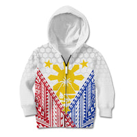 Personalised Philippines Mix Guam Kid Hoodie Filipino Flag Style LT7 Zip Hoodie White - Polynesian Pride