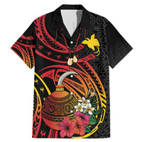 Personalized Milne Bay Family Matching Mermaid Dress and Hawaiian Shirt PNG Lime Pot with Oro Tapa LT7 Dad's Shirt - Short Sleeve Black - Polynesian Pride