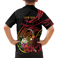 Personalized Milne Bay Family Matching Off Shoulder Short Dress and Hawaiian Shirt PNG Lime Pot with Oro Tapa LT7 - Polynesian Pride