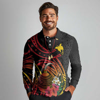 Personalized Milne Bay Long Sleeve Polo Shirt PNG Lime Pot with Oro Tapa