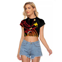 Personalized Milne Bay Raglan Cropped T Shirt PNG Lime Pot with Oro Tapa