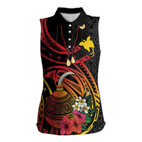 Personalized Milne Bay Women Sleeveless Polo Shirt PNG Lime Pot with Oro Tapa