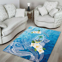 Hafa Adai Guam Chamorro Personalized Area Rug Ocean Blue Latte Stone with Guasali - Polynesian Pride