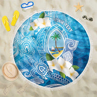Hafa Adai Guam Chamorro Personalized Beach Blanket Ocean Blue Latte Stone with Guasali - Polynesian Pride