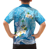 Hafa Adai Guam Chamorro Personalized Family Matching Puletasi and Hawaiian Shirt Ocean Blue Latte Stone with Guasali - Polynesian Pride