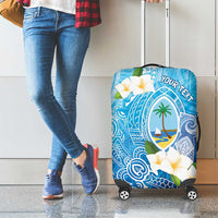 Hafa Adai Guam Chamorro Personalized Luggage Cover Ocean Blue Latte Stone with Guasali - Polynesian Pride