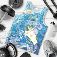 Hafa Adai Guam Chamorro Personalized Men Tank Top Ocean Blue Latte Stone with Guasali - Polynesian Pride