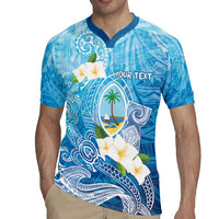 Hafa Adai Guam Chamorro Personalized Rugby Jersey Ocean Blue Latte Stone with Guasali - Polynesian Pride
