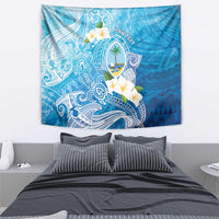 Hafa Adai Guam Chamorro Personalized Tapestry Ocean Blue Latte Stone with Guasali - Polynesian Pride