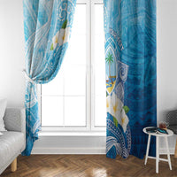 Hafa Adai Guam Chamorro Personalized Window Curtain Ocean Blue Latte Stone with Guasali - Polynesian Pride