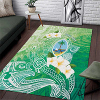 Hafa Adai Guam Chamorro Personalized Area Rug Summer Green Latte Stone with Guasali - Polynesian Pride