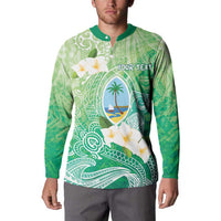 Hafa Adai Guam Chamorro Personalized Button Sweatshirt Summer Green Latte Stone with Guasali - Polynesian Pride