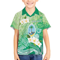 Hafa Adai Guam Chamorro Personalized Kid Hawaiian Shirt Summer Green Latte Stone with Guasali - Polynesian Pride