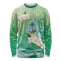 Hafa Adai Guam Chamorro Personalized Long Sleeve Shirt Summer Green Latte Stone with Guasali - Polynesian Pride